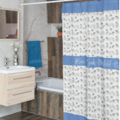 Aquarelle Douche douce bleu Floral Rideau