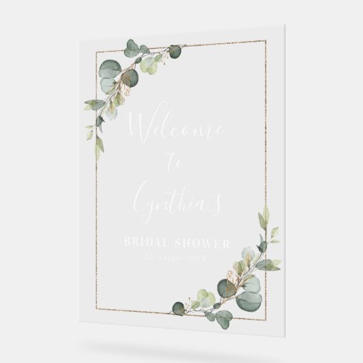 Aquarelle douche nuptiale eucalyptus bienvenue (Angle)