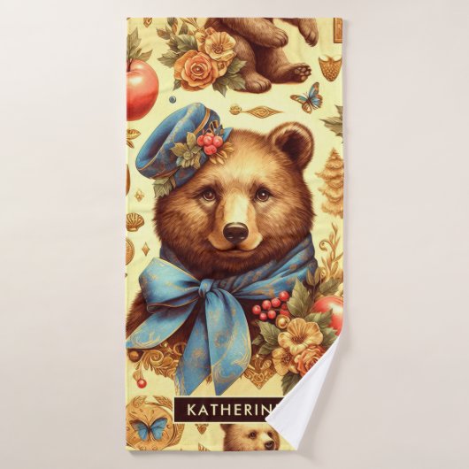 Aquarelle d'ours Vintage (Serviette de bain)