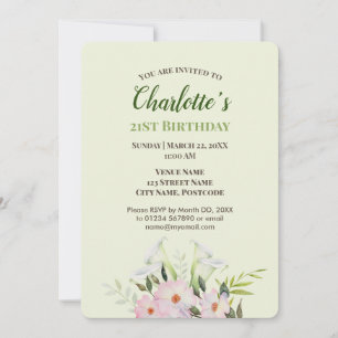 Aquarelle Doux Blanc Calla Invitation Anniversaire