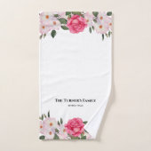 Aquarelle Doux rose blanc Roses illustration (Serviette à main)