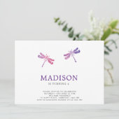 Aquarelle Dragonfly Invitation de fête d'anniversa (Debout devant)