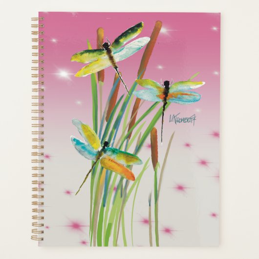 Aquarelle Dragonfly Pink Planner (Devant)