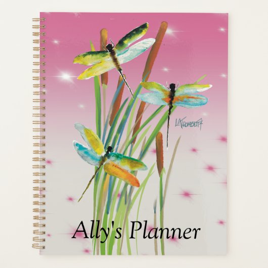 Aquarelle Dragonfly Rose Personnalisé Planner (Devant)
