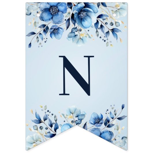 Aquarelle Drapeau de jonction de fleurs bleues (Troisième drapeau)