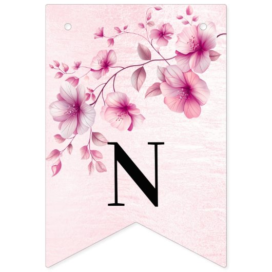 Aquarelle Drapeau de jonction de fleurs roses (Troisième drapeau)