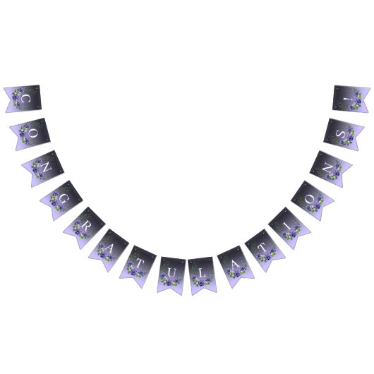 Aquarelle Drapeau de jonction de fleurs violettes (Tout)