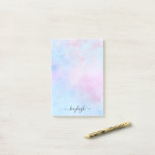 Aquarelle Dreamy Rose bleu turquoise Post-it Note (Sur un bureau)