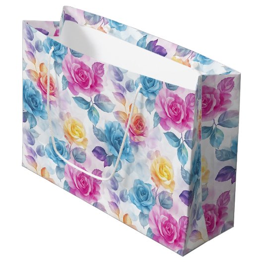 Aquarelle Dreamy Rose Grand sac cadeau (Devant Angle)