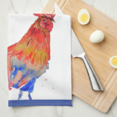 Aquarelle du bon matin Rooster rouge Serviette de  (Quart Plié)