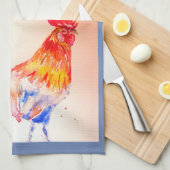 Aquarelle du bon matin Rooster rouge Serviette de  (Quart Plié)