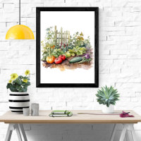 Aquarelle du jardin végétal Imprimer Poster d'art