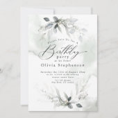 Aquarelle Dusty Blue Poppy Invitation Anniversaire (Devant)