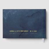 Aquarelle Dusty Navy Gold Script Mariage élégant (Verso)