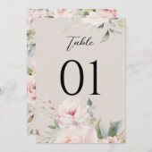 Aquarelle Dusty Rose rose Mariage Numéros de table (Devant / Derrière)