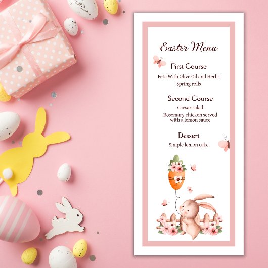 Aquarelle Easter Cute Bunny avec menu Ballotte