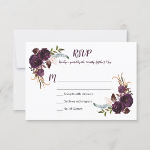Aquarelle Eggplant violet Roses Floral Boho RSVP