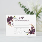 Aquarelle Eggplant violet Roses Floral Boho RSVP (Debout devant)