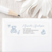 Aquarelle Elegant Bleu Bow ToReturn Étiquette de a (En situation)