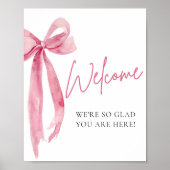 Aquarelle Elegant Blush Bow Affiche de bienvenue (Devant)