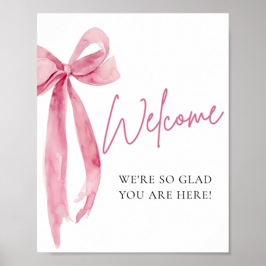 Aquarelle Elegant Blush Bow Affiche de bienvenue (Devant)