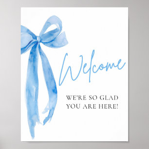 Aquarelle Elegant Blush Bow Affiche de bienvenue