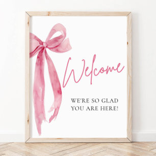 Aquarelle Elegant Blush Bow Affiche de bienvenue