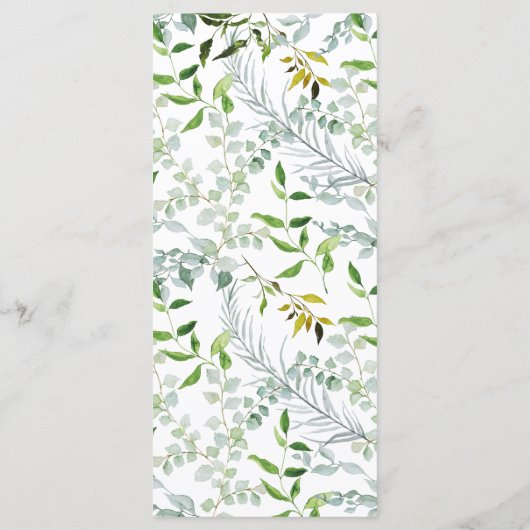 Aquarelle Elegant Green Menu Mariage (Dos)