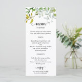 Aquarelle Elegant Green Menu Mariage (Debout devant)