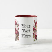 Aquarelle Elegant Maroon Rose Flower Mug (Centre)