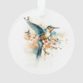 Aquarelle Élégant Monogramme De Colibri Avec Nom (dos)