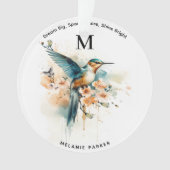 Aquarelle Élégant Monogramme De Colibri Avec Nom (devant)