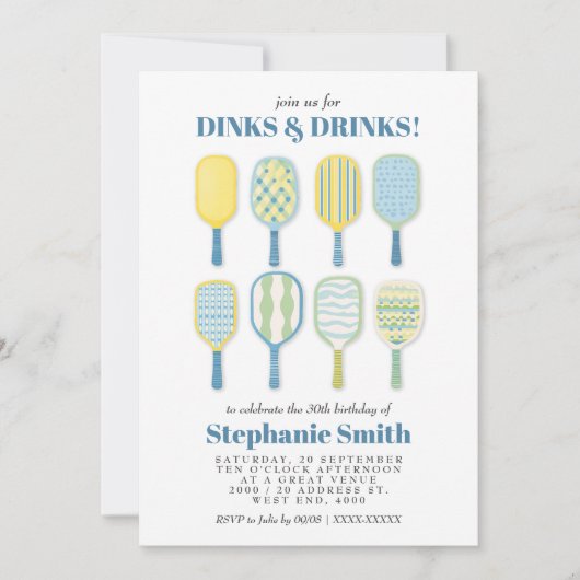 Aquarelle Elegant Pickleball Invitation Anniversai (Devant)