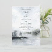 Aquarelle élégante en hiver Invitation de mariage (Debout devant)