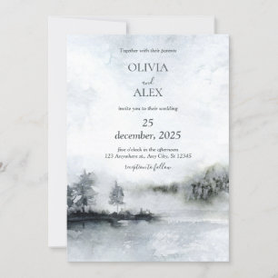 Aquarelle élégante en hiver Invitation de mariage