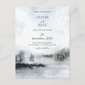 Aquarelle élégante en hiver Invitation de mariage (Devant)
