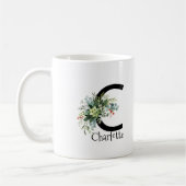 Aquarelle élégante lettre fleur blanc tasse de caf (Gauche)