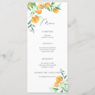 Aquarelle élégante oranges agrumes menu minimalist