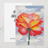 Aquarelle élégante Rose peinture carte de fête des (Devant / Derrière)