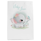 Aquarelle Elephant Bébé Amour Moyen Cadeau Sac (Devant)