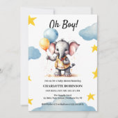 Aquarelle Elephant bébé garçon douche Invitation (Devant)
