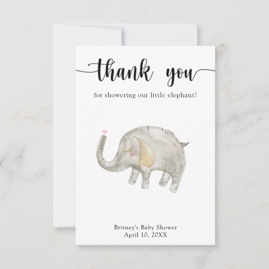 Aquarelle éléphant Merci (Devant)