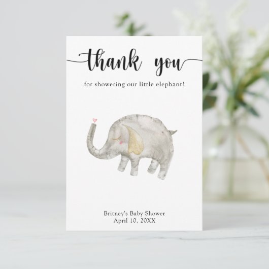 Aquarelle éléphant Merci (Debout devant)