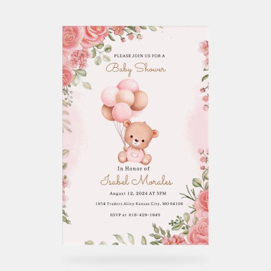 Aquarelle Eléphant mignonne Bébé Fille Douche (Recto)