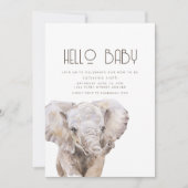 Aquarelle Elephant Thème Baby shower Invitation (Devant)