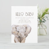 Aquarelle Elephant Thème Baby shower Invitation (Debout devant)