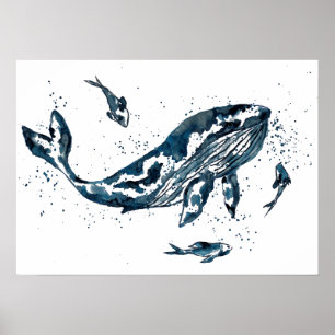 Aquarelle en bleu Poster