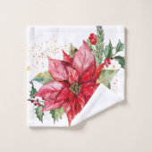 Aquarelle en gras Poinsettia Gold Splatter (Gant de toilette)