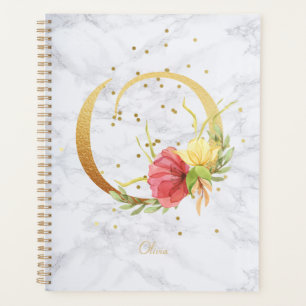 Aquarelle en marbre moderne Monogramme doré O