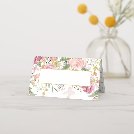 Aquarelle en or rose en poudre Roses Cartes de pla (Devant)